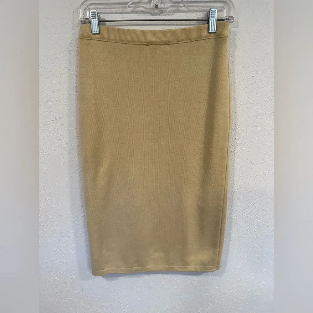 Vintage Gispa Italy Merino Wool Pencil Skirt Butter Yellow Approx Size 2